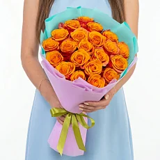 Букет из 21 оранжевой розы