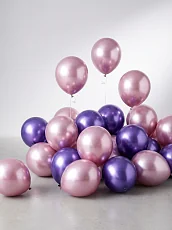 Воздушные шары "Хром", Розовый, 15 шт