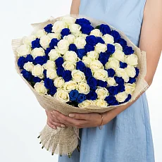 101 роза Нежный микс в упаковке