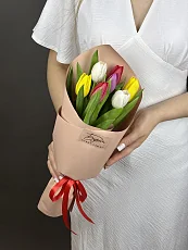 7 Разноцветных тюльпанов упаковке