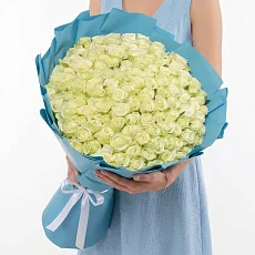 Букет живых цветов из Нежных роз 101 шт