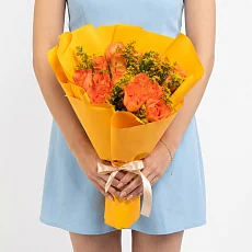 Букет "Роза и Солидаго"