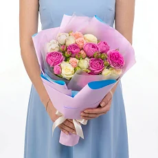 9 Кустовых Пионовидных Роз Микс