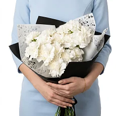 15 Белых Гвоздик в упаковке