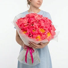19 Коралловых Пионов в упаковке