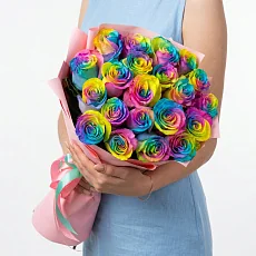 19 радужных роз