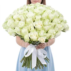 75 Белых Роз 40см