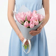 Букет пионовидных тюльпанов розовых 15 шт