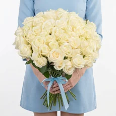 Букет из 51 белой кенийской розы