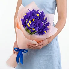 Букет из 9 Синих Ирисов в упаковке