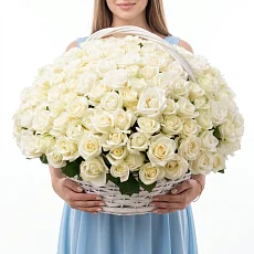 Нежные Розы в корзине 101 шт