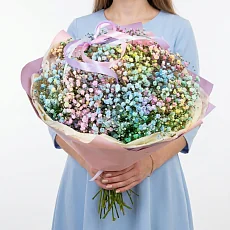 Стильный Букет из гипсофилы "Радуга"