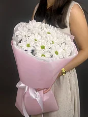 Нежный букет из 5 кустовых хризантем
