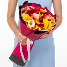 Букет 25 Калл Микс в упаковке