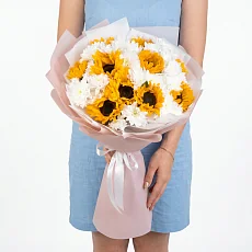 Подсолнухи и Хризантемы Кустовые Белые