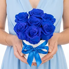 Розы Синие в коробке 7 шт