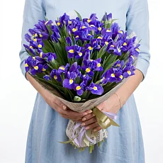 Букет из 51 ириса в упаковке
