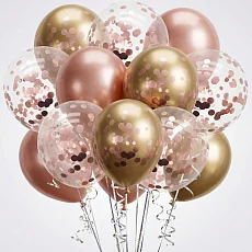 Облако шаров Металлик и конфетти, 10 шт