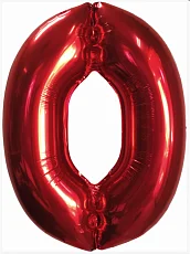 Фольгированная цифра 0 красная. 100см