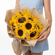 Букет  11 Подсолнухов и ковыль