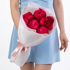 5 Малиновых Пионов в упаковке