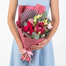 Букет из протеи и эустомы