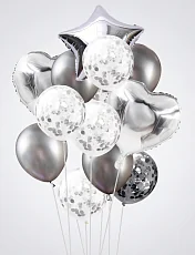 Фонтан из воздушных шаров "Серебро", 14