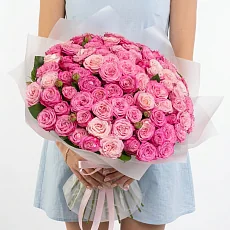 Букет из 51 розовой пионовидной розы