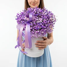 Коробка с фиолетовой гипсофилой