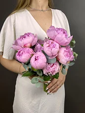 Букет невесты из 9 Розовых Пионов