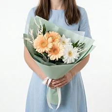 5 Разноцветных Гербер в упаковке