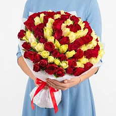 Разноцветные Кенийские Розы 101 шт