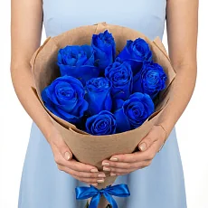 9 Синих роз в крафте