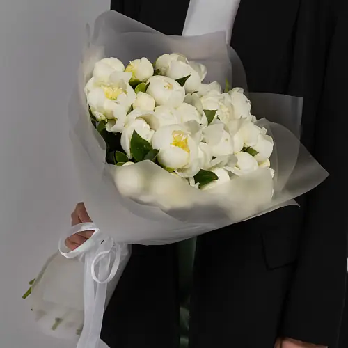 Белые пионы 25 шт