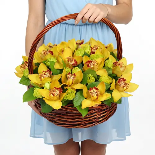 Корзина с желтыми орхидеями