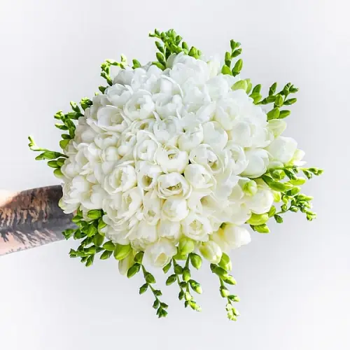Букет невесты из 35 белых фрезий 