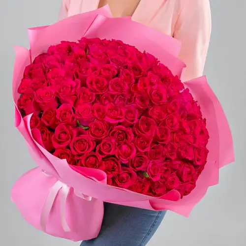 101 Малиновая Роза в упаковке 
