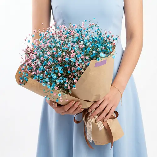 Букет "9 Розово-Голубых Гипсофил"