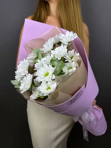 Букет из Кустовой хризантемы с Зеленью