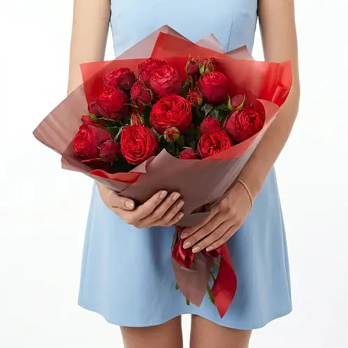 11 Кустовых Бордовых Роз