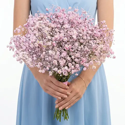 Букет невесты нежной розовой гипсофилы