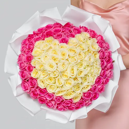 101 Кенийская белая и розовая роза 