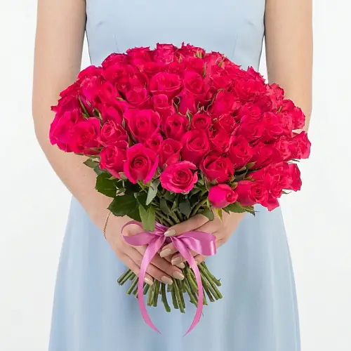 75 Малиновых Роз 40см