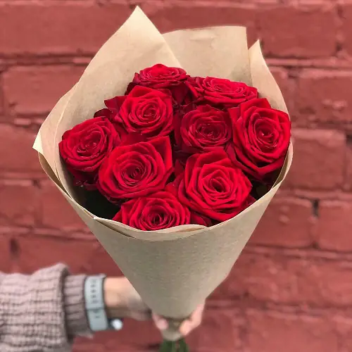 Красные роза премиум 9 штук