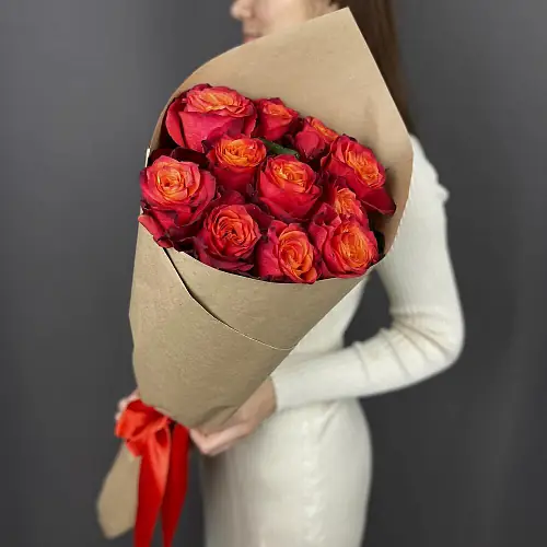 11 рыжих роз 