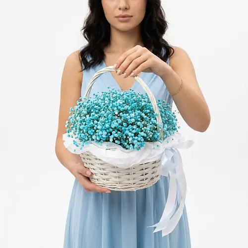 Бирюзовая Гипсофила в корзине