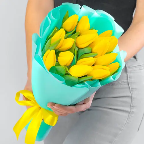 Букет 17 Желтых тюльпанов