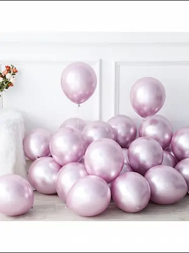 Воздушные шары "Хром", Розовый, 15 шт