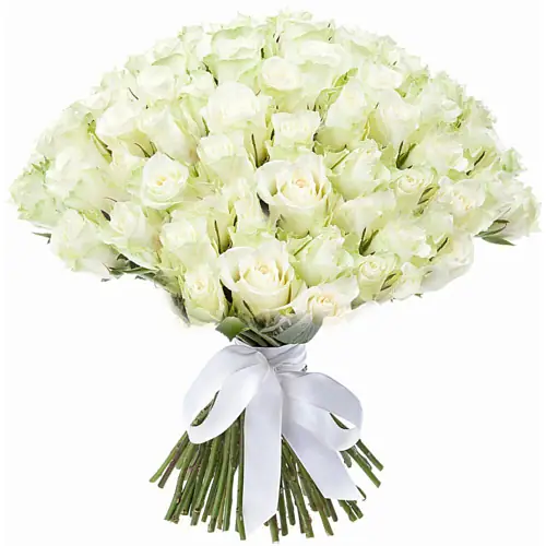 75 Белых Роз 40см