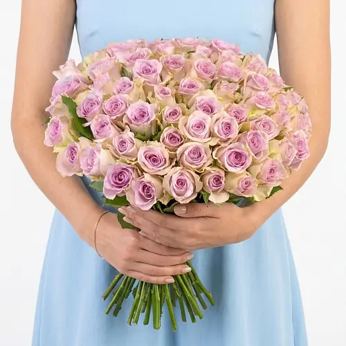 75 Сиреневых Роз 40см